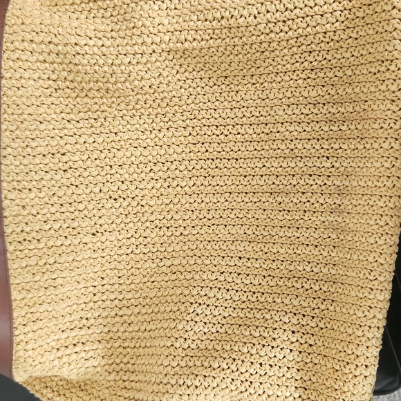 YSL Yves Saint Laurent ROADY Raffia Woven Brown Leather Tote - Picture 7 of 12